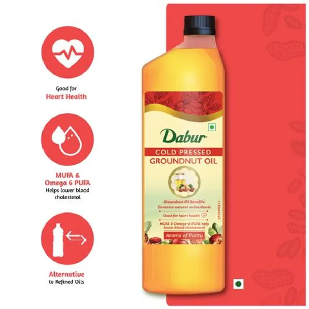 Dabur Cold Pressed Groundnut Cooking Oil, 1 L Bottle-6.webp